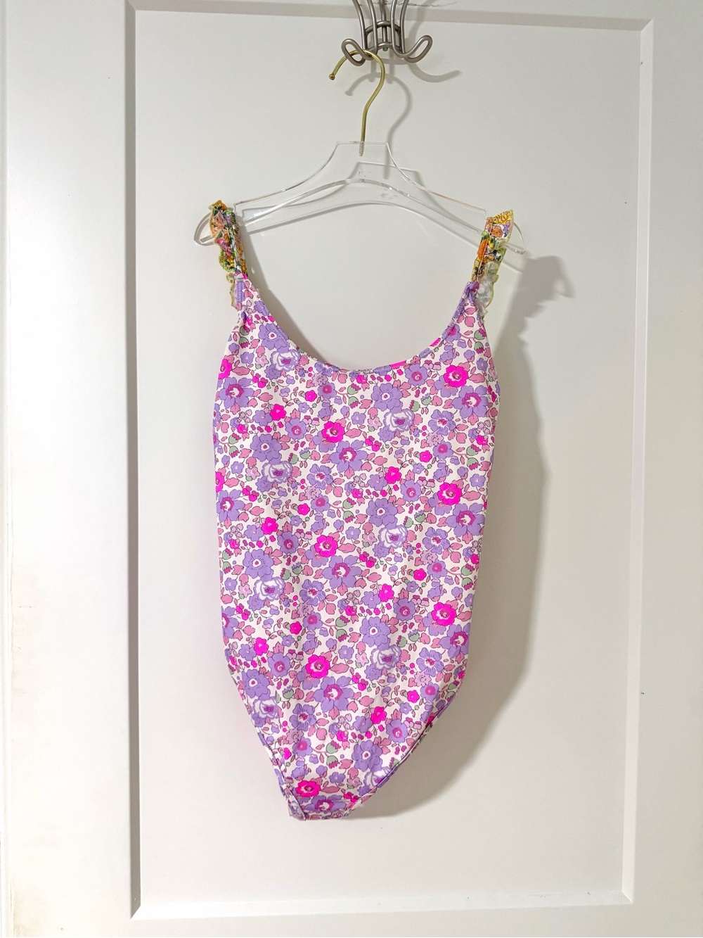 NWOT LoveShackFancy Floral One-Piece Swimsuit in Pink and Lavender